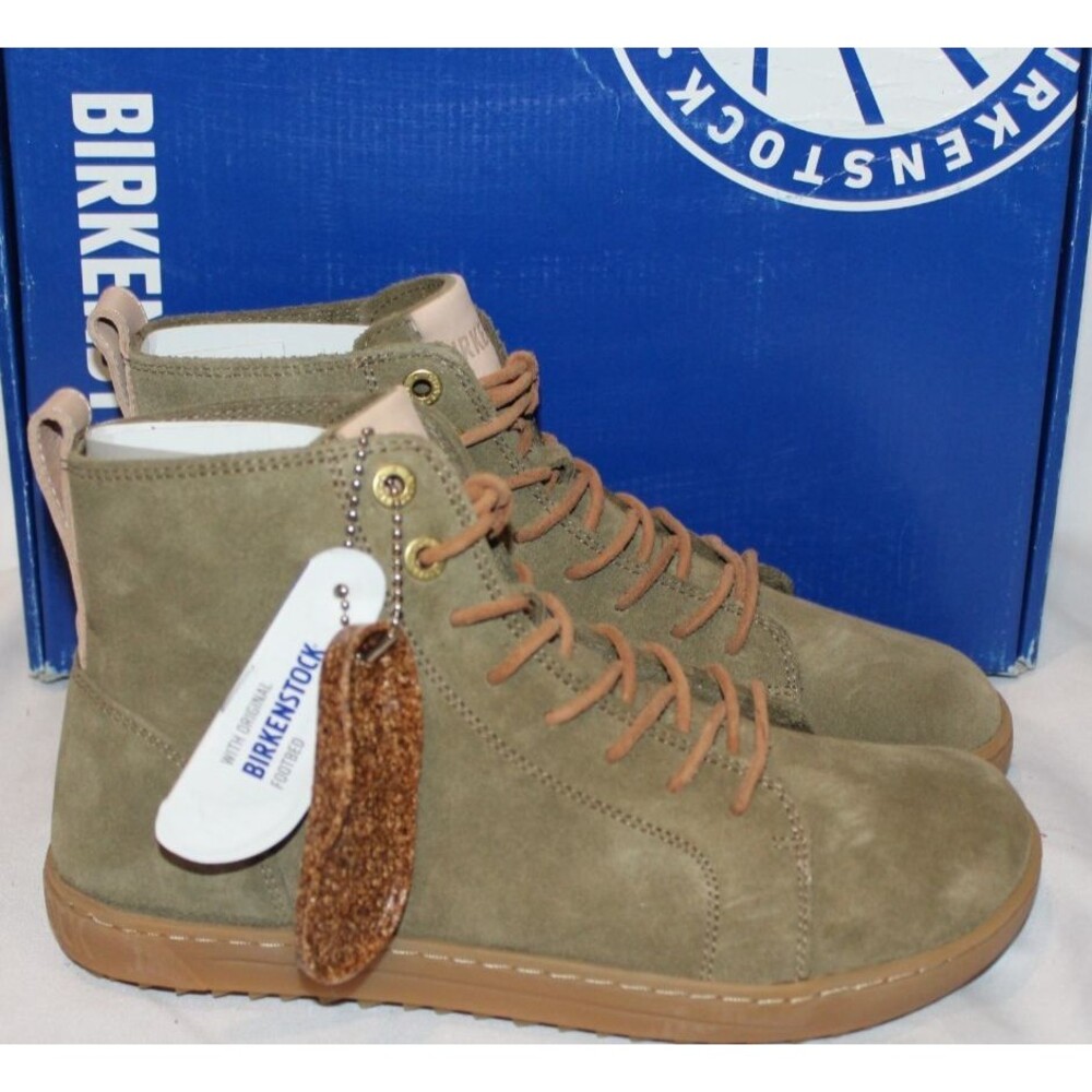 Birkenstock Women's Bartlett Suede Hi Top Sneakers KHAKI GREEN NIB EU 36